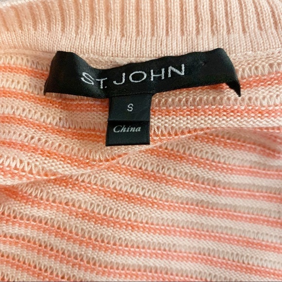 St. John Women’s Coral Cream Striped Knit Sweater - Picture 10 of 15
